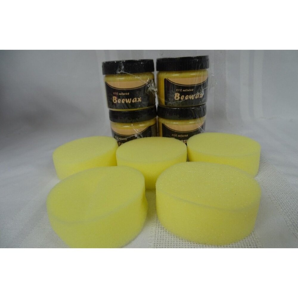 Lot of 4 100% Beeswax Furniture Polish w/ Sponges